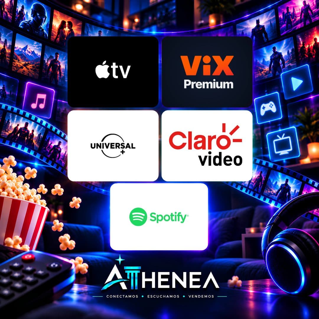 APPLE TV + VIX PREMIUM + UNIVERSAL+ + CLARO VIDEO + SPOTIFY